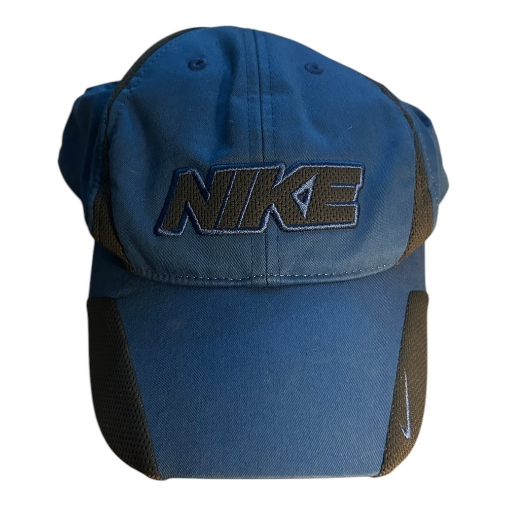 Nike Hat Cap Swoosh Spellout Blue 1 Size Adjustable Hook Loop